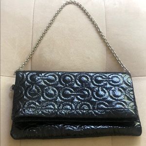 Couch patent leather clutch with optional chain